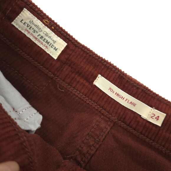 LEVIS 70s High Rise Flare Corduroy Pants Vintage Brown Indie Hipster Beachy Boho - Picture 2 of 10
